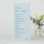 Grace Muted Blue Modern Wedding Programmakaart (Staand voorkant)