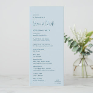 Grace Muted Blue Modern Wedding Programmakaart