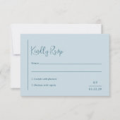 Grace Muted Blue Modern Wedding RSVP Kaartje (Voorkant)