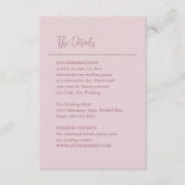 Grace Muted Roze Moderne bruiloft Informatiekaartje (Voorkant)