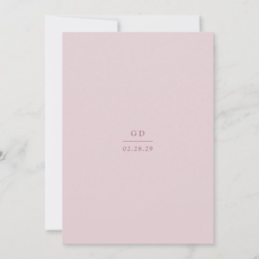 Grace Muted Roze Moderne bruiloft Kaart (Achterkant)