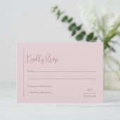 Grace Muted Roze Moderne bruiloft RSVP Kaartje (Staand voorkant)