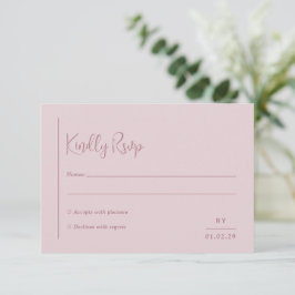 Grace Muted Roze Moderne bruiloft RSVP Kaartje