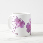  Grace naam roze rozenbloemen boho Koffiemok (Voorkant links)