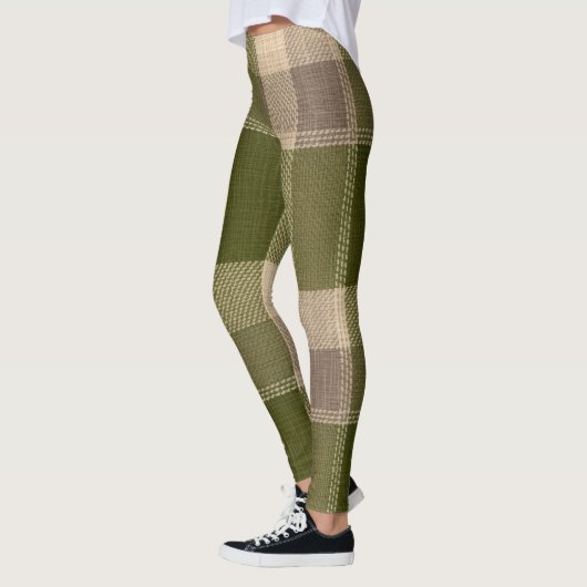 Grace Olive & Wheat Rustic Plaid Pattern Vol 77 Leggings (Links)