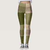 Grace Olive & Wheat Rustic Plaid Pattern Vol 77 Leggings (Voorkant)