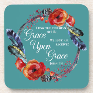 Grace Op Grace John 1:16 Manuscript Bier Onderzetter