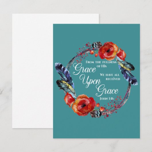 Grace Op Grace John 1:16 Manuscript Briefkaart (Voorkant / Achterkant)