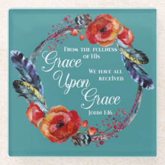 Grace Op Grace John 1:16 Manuscript Glazen Onderzetter