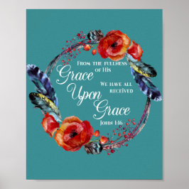 Grace Op Grace John 1:16 Manuscript Poster