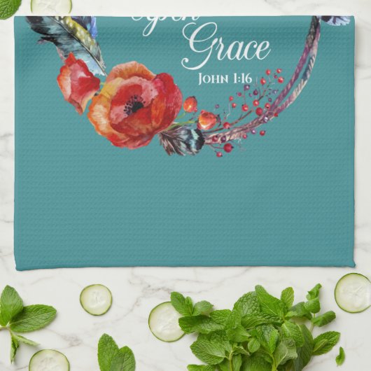 Grace Op Grace John 1:16 Manuscript Theedoek (Gevouwen)