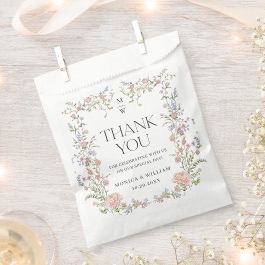 Grace Pastel Blush Bloemen Bruiloft Bedankzakje (Geknipt)