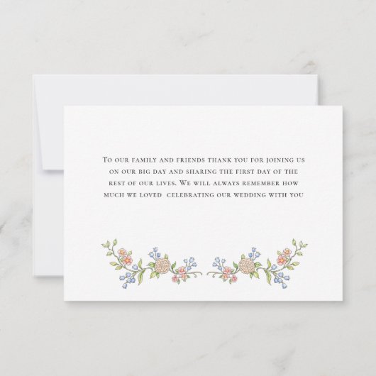  Grace Pastel Blush Bloemen Bruiloft Dank u Bedankkaart (Achterkant)