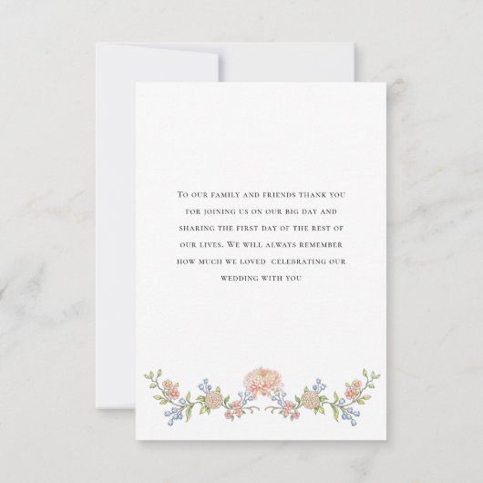 Grace Pastel Blush Bloemen Bruiloft Dank u Bedankkaart (Achterkant)