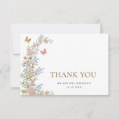 Grace Pastel Blush Bloemen Bruiloft Dank u Bedankkaart (Voorkant)