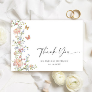 Grace Pastel Blush Bloemen Bruiloft Dank u Bedankkaart