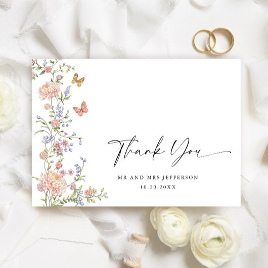  Grace Pastel Blush Bloemen Bruiloft Dank u Bedankkaart