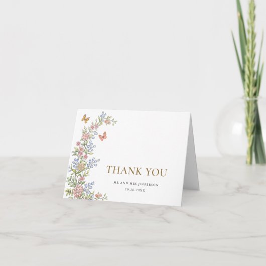 Grace Pastel Blush Bloemen Bruiloft Dank u Bedankkaart (Voorkant)