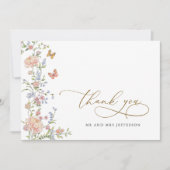 Grace Pastel Blush Bloemen Bruiloft Dank u Bedankkaart (Voorkant)