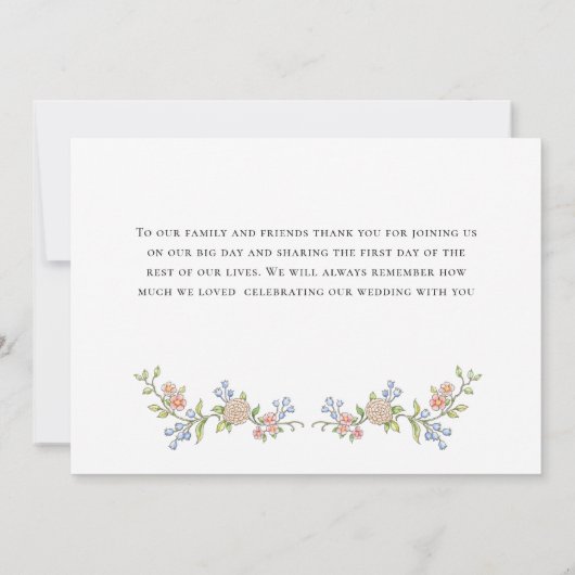  Grace Pastel Blush Bloemen Bruiloft Dank u Bedankkaart (Achterkant)