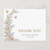  Grace Pastel Blush Bloemen Bruiloft Dank u Briefkaart (Voorkant)