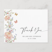 Grace Pastel Blush Bloemen Bruiloft Dank u Briefkaart (Voorkant)