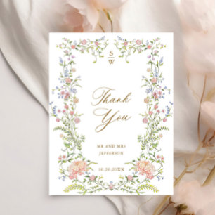 Grace Pastel Blush Bloemen Bruiloft Dank u Briefkaart