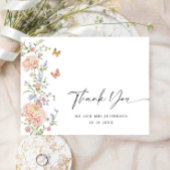 Grace Pastel Blush Bloemen Bruiloft Dank u Briefkaart