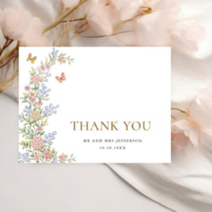 Grace Pastel Blush Bloemen Bruiloft Dank u Briefkaart