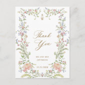  Grace Pastel Blush Bloemen Bruiloft Dank u Briefkaart (Voorkant)