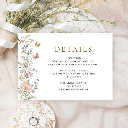 Grace Pastel Blush Bloemen Bruiloft Details Informatiekaartje