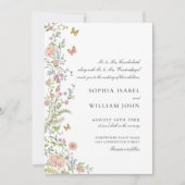 Grace Pastel Blush Bloemen Bruiloft Kaart (Voorkant)