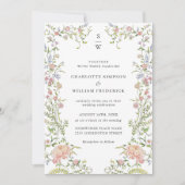  Grace Pastel Blush Bloemen Bruiloft Kaart (Voorkant)