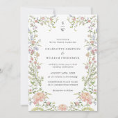 Grace Pastel Blush Bloemen Bruiloft Kaart (Voorkant)