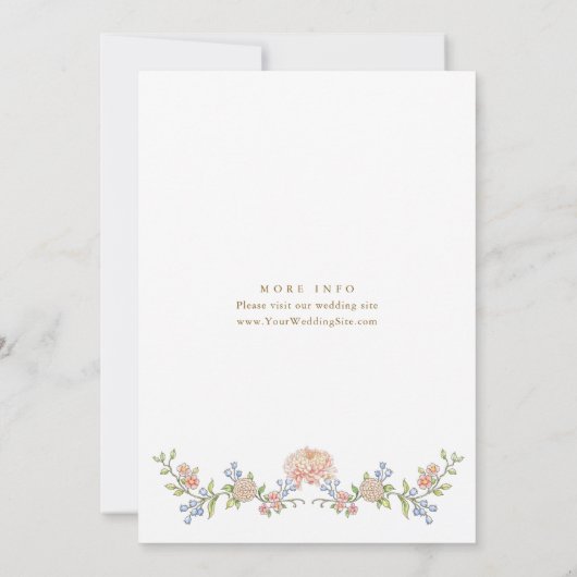 Grace Pastel Blush Bloemen Bruiloft Kaart (Achterkant)