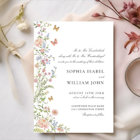  Grace Pastel Blush Bloemen Bruiloft Kaart