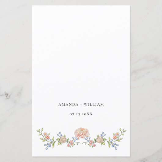 Grace Pastel Blush Bloemen Bruiloft Menu (Achterkant)