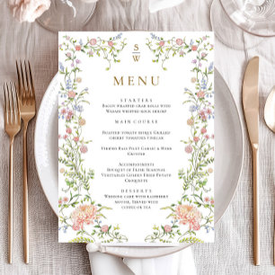  Grace Pastel Blush Bloemen Bruiloft Menu