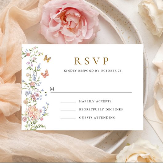 Grace Pastel Blush Bloemen Bruiloft RSVP Kaartje