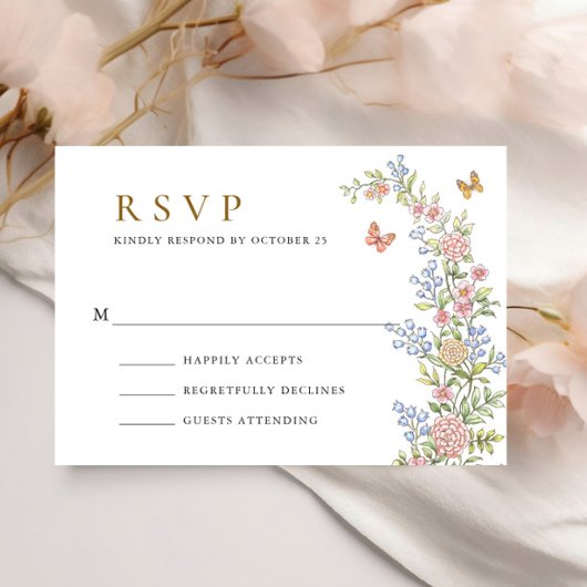  Grace Pastel Blush Bloemen Bruiloft RSVP Kaartje