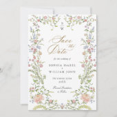 Grace Pastel Blush Bloemen Bruiloft Save The Date (Voorkant)