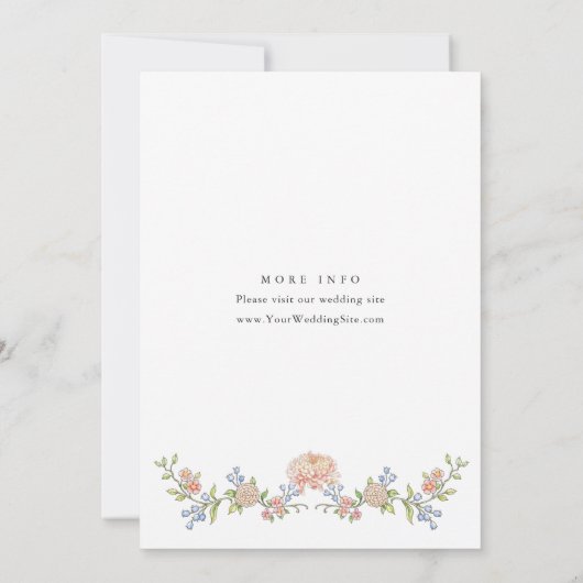  Grace Pastel Blush Bloemen Bruiloft Save The Date (Achterkant)