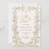 Grace Pastel Blush Bloemen Bruiloft Save The Date (Voorkant)