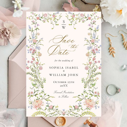 Grace Pastel Blush Bloemen Bruiloft Save The Date