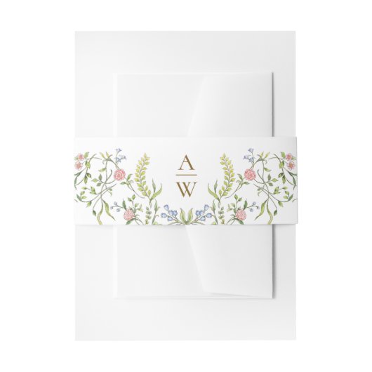 Grace Pastel Blush Bloemen Bruiloft Uitnodigingen Wikkel (Voorkant Voorbeeld)