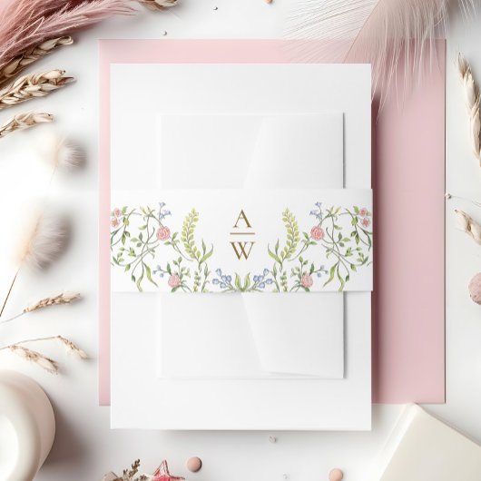 Grace Pastel Blush Bloemen Bruiloft Uitnodigingen Wikkel