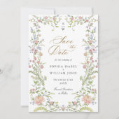  Grace Pastel Blush Bloemen Fotobruiloft Save The Date (Voorkant)