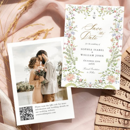 Grace Pastel Blush Bloemen Fotobruiloft Save The Date