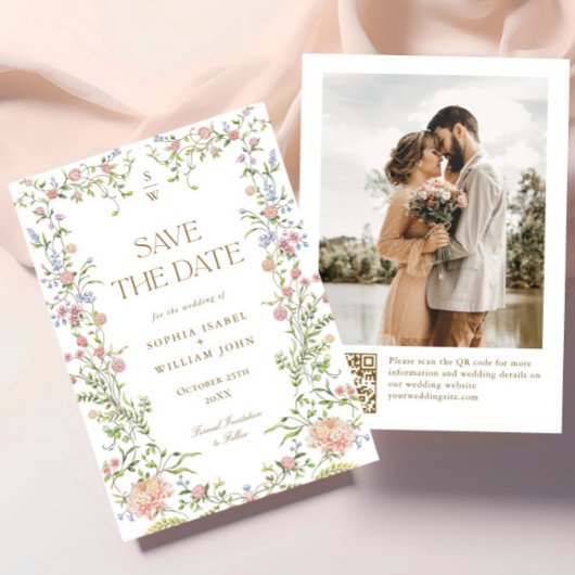  Grace Pastel Blush Bloemen Fotobruiloft Save The Date