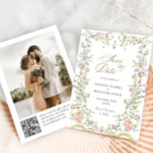 Grace Pastel Blush Bloemen Fotobruiloft Save The Date